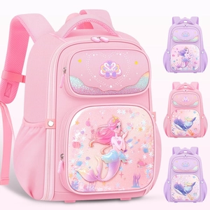Pink mermaid princess dream schoolbag for primary students with ergonomic spine protection