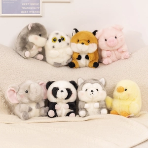 Cute Cartoon Animal Plush Keychain Soft Round Doll Pendant For Bag Decoration Backpack Accessory Key Ring
