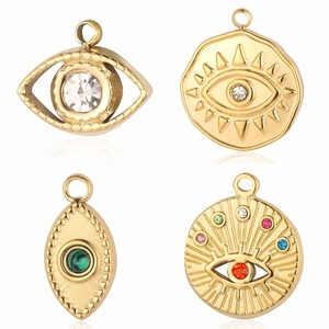Bohemian evil eye charms in gold stainless steel with colorful crystals and gemstones