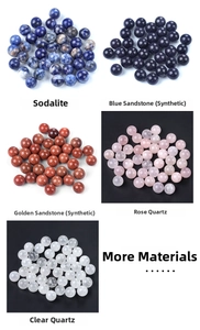 Polished 14mm natural crystal spheres in amethyst, rose quartz and agate varieties
