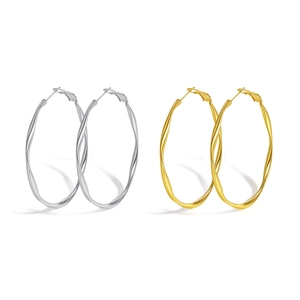 Trendy Stainless Steel Twisted Mobius Hoop Earrings For Women Large Spiral Circle Earrings Gold Silver Plated Fashion Jewelry Gift