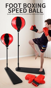 Adjustable kids boxing set with red speed ball and gloves for fitness training