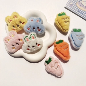 Plush Rabbit Bunny Carrot Brooch Pin DIY Embroidery Cartoon Accessory Decoration For Clothing Bags Headwear