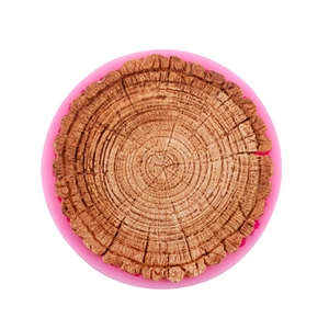 Pink silicone mold for tree stump texture cake decorating and clay casting