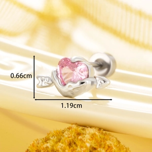 Pink heart arrow earring in titanium steel for women with romantic cupid jewelry design