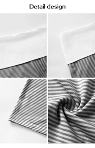 Detail design of striped waist pants showing the knitted fabric texture and waistband