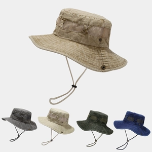 Cappello Da Pescatore Outdoor Cotone Lavato Rete Traspirante Tesa Larga Protezione Solare Trekking Pesca Cappello Boonie