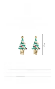 Detailed specifications of handmade Christmas tree earrings with natural baroque pearls