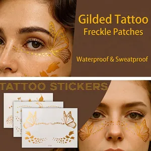 Bronzing Face Tattoo Stickers Metallic Gold Silver Stars Moon Butterfly Freckles Makeup Waterproof Temporary Festival Party