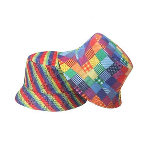 Bohemian Paisley Bucket Hat Polyester Rainbow Checkered Vintage Retro Sun Protection Summer Travel For Women Men
