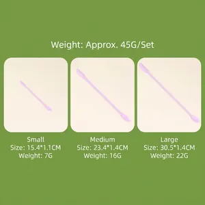 3-piece purple silicone spatula set in small, medium, and large sizes for makeup bottles