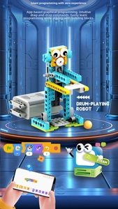 Drum-playing robot with app-based graphical programming for STEAM educational play