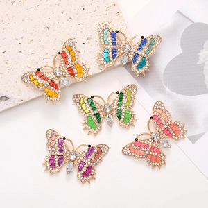 Butterfly Charms DIY Zinc Alloy Rhinestone Enamel Colorful For Jewelry Making Phone Case Shoe Decoration Elegant Sparkling