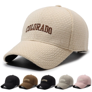 Waffle Texture Baseball Cap Colorado Letter Embroidery Adjustable Retro Style Casual Sun Hat For Men And Women