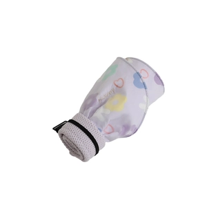 Kids purple sun hat with flower patterns and adjustable strap for UV protection