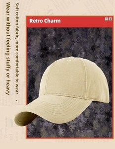 Detailed texture of breathable cotton beige baseball cap with vintage newspaper background