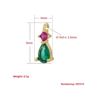 Detail of 18K gold-plated micro-set colorful zircon waterdrop pendant for DIY jewelry