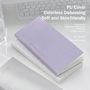 Minimalist Plan-Plan daily planner with premium PU leather cover in light purple and grey