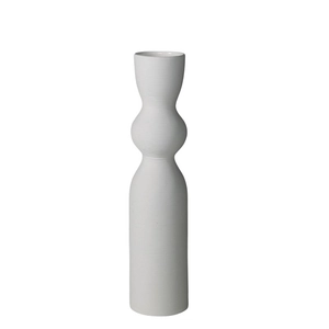 Minimalist white ceramic vase with ribbed texture and Nordic organic curve design