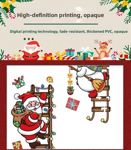 Detail of thickened PVC Christmas stickers featuring Santa and Snowman with HD digital print
