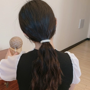 Sparkling rhinestone ponytail hair clip with curved silver metal base for women