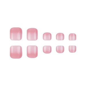 Pink gradient square round press-on toenails with glossy jelly texture 10pcs set