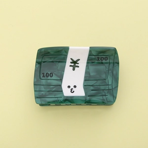 Green marble acetate hair claw clip with creative banknote pattern and currency symbol