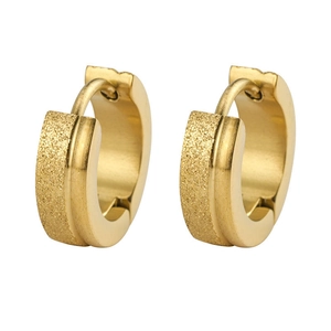 Gold stainless steel hoop earrings with unique matte and polished finish contrast
