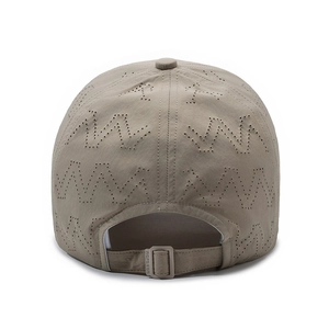 Unisex khaki quick-dry baseball cap featuring laser-cut ventilation and adjustable strap