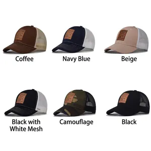 Mesh trucker hat collection with deer embroidery patch and wild nature logo in six colors