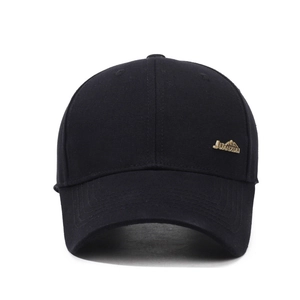 Casquette de baseball en coton noir avec logo latéral en métal doré pour hommes