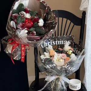 Christmas Flower Wrapping Paper Kraft Paper Cellophane Waterproof Floral Gift Packaging Holiday Bouquet Decoration