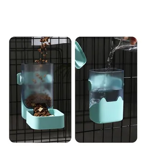 Ensemble distributeur automatique de nourriture et eau suspendu vert menthe pour cage
