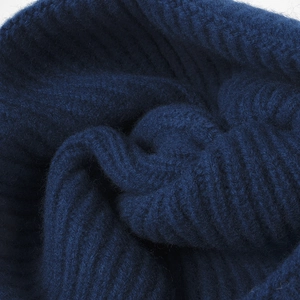 Bonnet en laine mérinos bleu foncé pour homme et femme avec tricot épais pour l'hiver