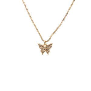Elegant 18k gold plated necklace with a small micro-pave zircon butterfly pendant