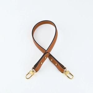 Brown lychee grain leather handbag strap with gold swivel hooks for women shoulder bags