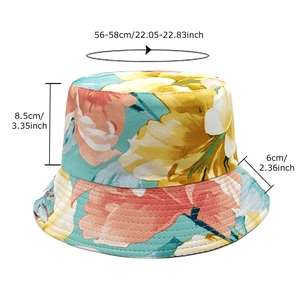 Floral print reversible sun hat for women with 56-58cm head circumference measurement