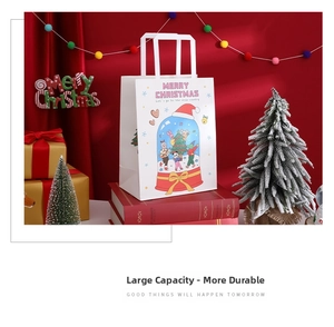 Christmas gift bag with festive reindeer and penguin motifs featuring large capacity