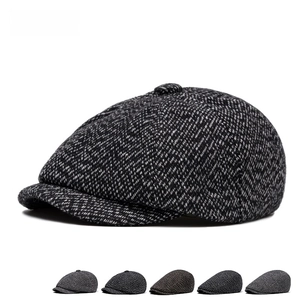 Mens retro wool herringbone newsboy cap available in various classic tweed patterns
