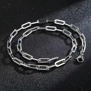 Minimalist silver stainless steel paperclip chain necklace with lobster clasp closure