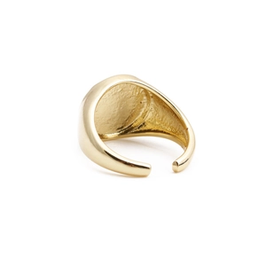Gold plated open signet ring for women featuring a minimalist polished metal texture