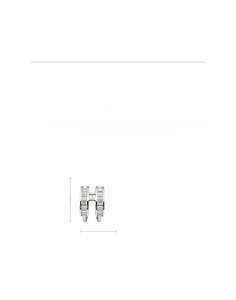 Detailed size chart for H-shaped letter ear cuff with dimensions 1.3cm x 1.3cm