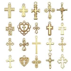 Vintage Alloy Cross Heart Pendants DIY Jewelry Making Accessories Mixed Style Electroplated Metal Charms For Bracelets Necklaces Earring Beading