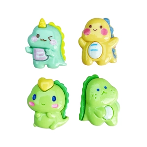Cute cartoon dinosaur resin charms in four colors for DIY hair clips and cases