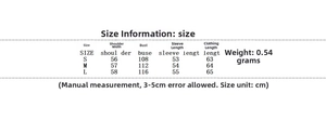 Size chart for leopard print hoodie including shoulder bust and length in centimeters