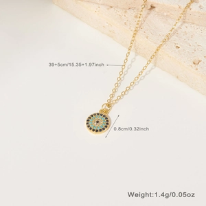 Detailed size and weight specs for the 925 silver Evil Eye necklace with blue zircon