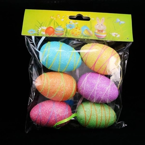 Colorful Easter Eggs Hanging Ornaments Foam Shimmer Glitter Decorative Egg For Party Home Tree Decor Multi Pattern Novelty