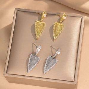 Heart Drop Earrings Copper Artificial Pearl Zircon Elegant Minimalist Sparkling Jewelry Gift For Women