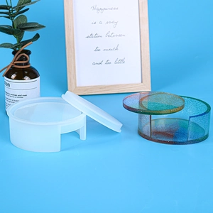 Round Coaster Storage Box Silicone Mold DIY Epoxy Resin Casting Tool Flexible Food Grade Translucent For Desktop Crafting