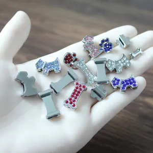 8mm colorful rhinestone paw and bone charms for DIY wristbands and pet collars